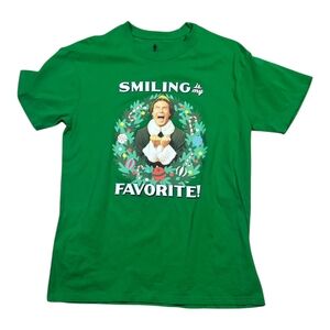 Buddy the Elf Smiling Is My Favorite Christmas Tee | Green | Holiday Graphic
